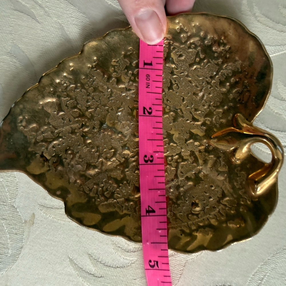 Vintage Kelley Ross 22K Gold Leaf Trinket Dish | MCM Decor - Picture 4 of 5